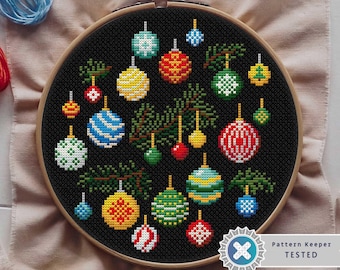 Petites boules de Noël au point de croix, mini point de croix, point de croix facile, cadeau de Noël, broderie de Noël, motif de nouvel an