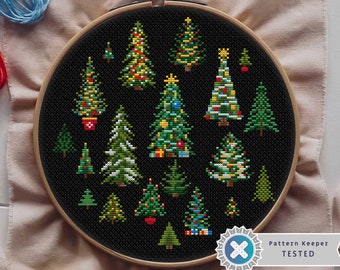Petits sapins de Noël au point de croix, mini point de croix, point de croix facile, cadeau de Noël, broderie de Noël, motif de nouvel an