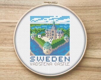 Sweden Travel Cross Stitch Pattern, Mini Cross Stitch Pattern, Easy Cross Stitch, Travelers Gift, Simple Cross Stitch