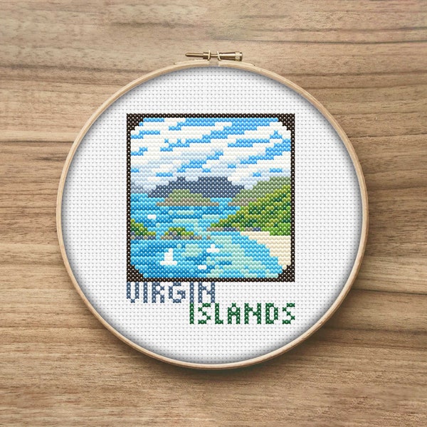 Virgin Islands National Park Cross Stitch Patterns, Mini Cross Stitch Pattern, Simple Cross Stitch, National Park Decor, Modern Cross Stitch