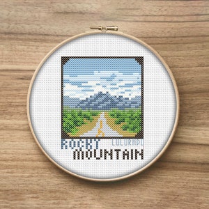 Rocky Mountain National Park Cross Stitch Patterns, Mini Cross Stitch Pattern, Simple Cross Stitch, National Park Decor, Modern Cross Stitch