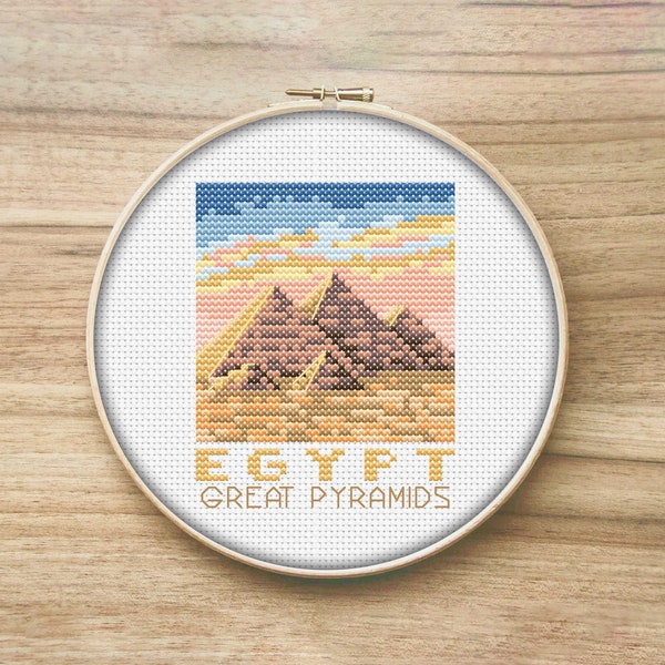 Egypt Travel Cross Stitch Pattern, Great Pyramids, Mini Cross Stitch Pattern, Easy Cross Stitch, Travelers Gift, Simple Cross Stitch