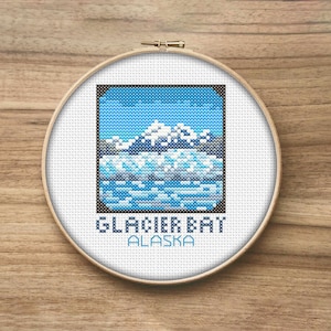 Glacier Bay National Park Cross Stitch Patterns, Mini Cross Stitch Pattern, Simple Cross Stitch, National Park Decor, Modern Cross Stitch
