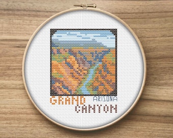 Grand Canyon National Park Cross Stitch Pattern, Beginner Mini Embroidery (PDF Pattern)