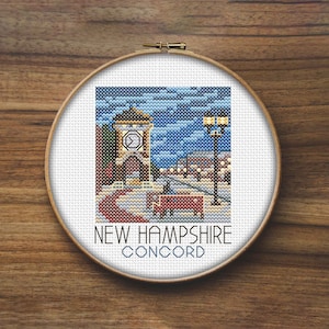 New Hampshire Concord City Cross Stitch Pattern, Mini Cross Stitch Pattern, Easy Cross Stitch, Embroidery Pattern, Town Cross Stitch