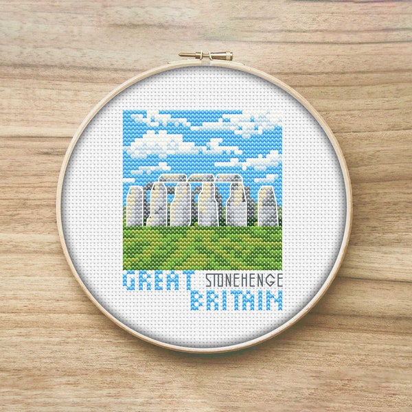 Great Britain Travel Cross Stitch Pattern, Stonehenge, Mini Cross Stitch Pattern, Easy Cross Stitch, Travelers Gift, Simple Cross Stitch