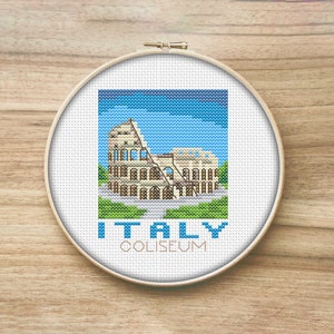 Italy Coliseum Travel Cross Stitch Pattern, Mini Cross Stitch Pattern, Easy Cross Stitch, Travelers Gift, Simple Cross Stitch