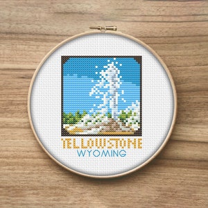 Yellowstone National Park Cross Stitch Patterns, Mini Cross Stitch Pattern, Simple Cross Stitch, National Park Decor, Modern Cross Stitch