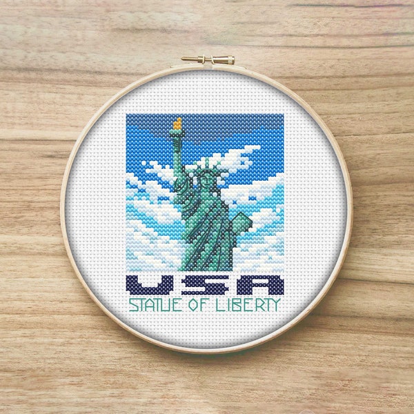 Statue of Liberty USA Travel Cross Stitch Pattern, Mini Cross Stitch Pattern, Easy Cross Stitch, Travelers Gift, Simple Cross Stitch