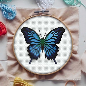 Ulysses Butterfly Cross Stitch Pattern, Insects Cross Stitch, Easy Cross Stitch, Mini Cross Stitch, Simple Cross Stitch