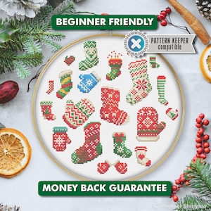 Tiny Christmas Socks Cross Stitch Pattern, Mini Cross Stitch, Easy Cross Stitch, Christmas Gift, Christmas Embroidery, New Year Pattern