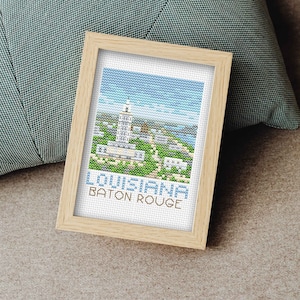 Louisiana Baton Rouge City Cross Stitch Pattern, Mini Cross Stitch Pattern, Easy Cross Stitch, Embroidery Pattern, Town Cross Stitch