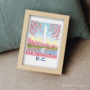 Washington DC City Cross Stitch Pattern, Mini Cross Stitch Pattern, Easy Cross Stitch, Embroidery Pattern, Town Cross Stitch