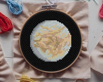 Mini Venus Cross Stitch Pattern, Solar System Cross Stitch, Easy Cross Stitch, Astronomical Embroidery, Simple Cross Stitch, Space pattern