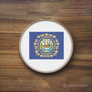 New Hampshire State Flag Cross Stitch Pattern, America Flag, Mini Cross Stitch Pattern, Easy Cross Stitch, Flag Embroidery