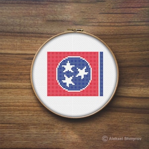 Tennessee State Flag Cross Stitch Pattern, America Flag, Mini Cross Stitch Pattern, Easy Cross Stitch, Flag Embroidery