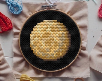 Mini Mercury Cross Stitch Pattern, Solar System Cross Stitch, Easy Cross Stitch, Astronomical Embroidery, Simple Cross Stitch, Space pattern