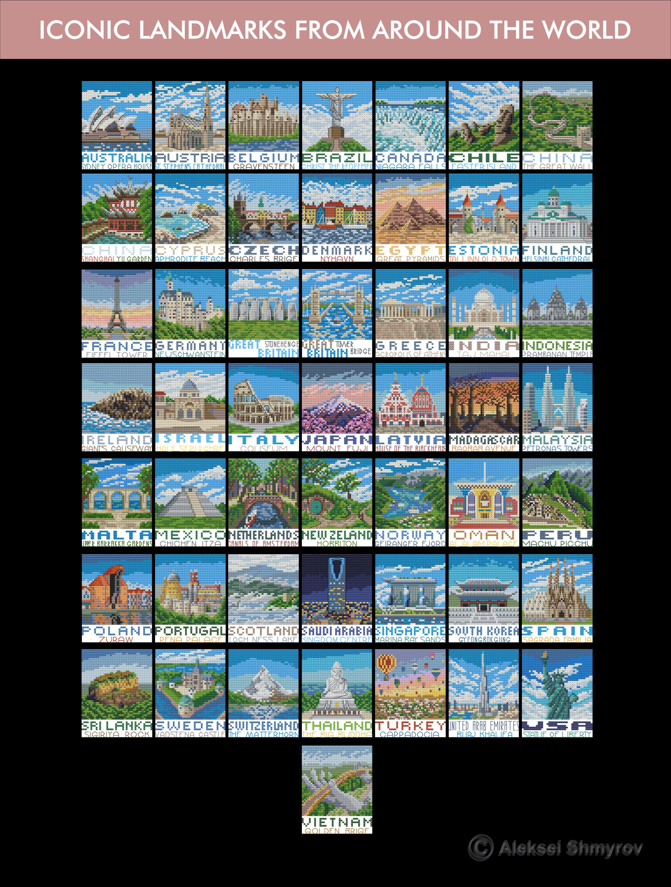 50 Famous World Landmarks Cross Stitch Patterns – Beginner Friendly ...