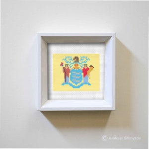 New Jersey State Flag Cross Stitch Pattern, America Flag, Mini Cross Stitch Pattern, Easy Cross Stitch, Flag Embroidery