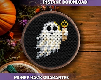 Halloween Ghost Cross Stitch Pattern Download Spooky cross stitch pattern downloadable cute ghost embroidery Gothic PDF pattern