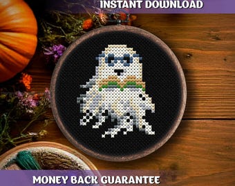 Halloween Ghost Cross Stitch Pattern Download Spooky cross stitch pattern downloadable cute ghost embroidery Gothic PDF pattern