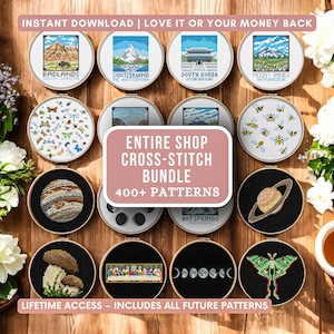 Entire Shop Cross Stitch Patterns Bundle, 400+ Mini Designs Instant Downloadable, Easy Beginner Mini Cross Stitch Patterns Bookmarks-Instant