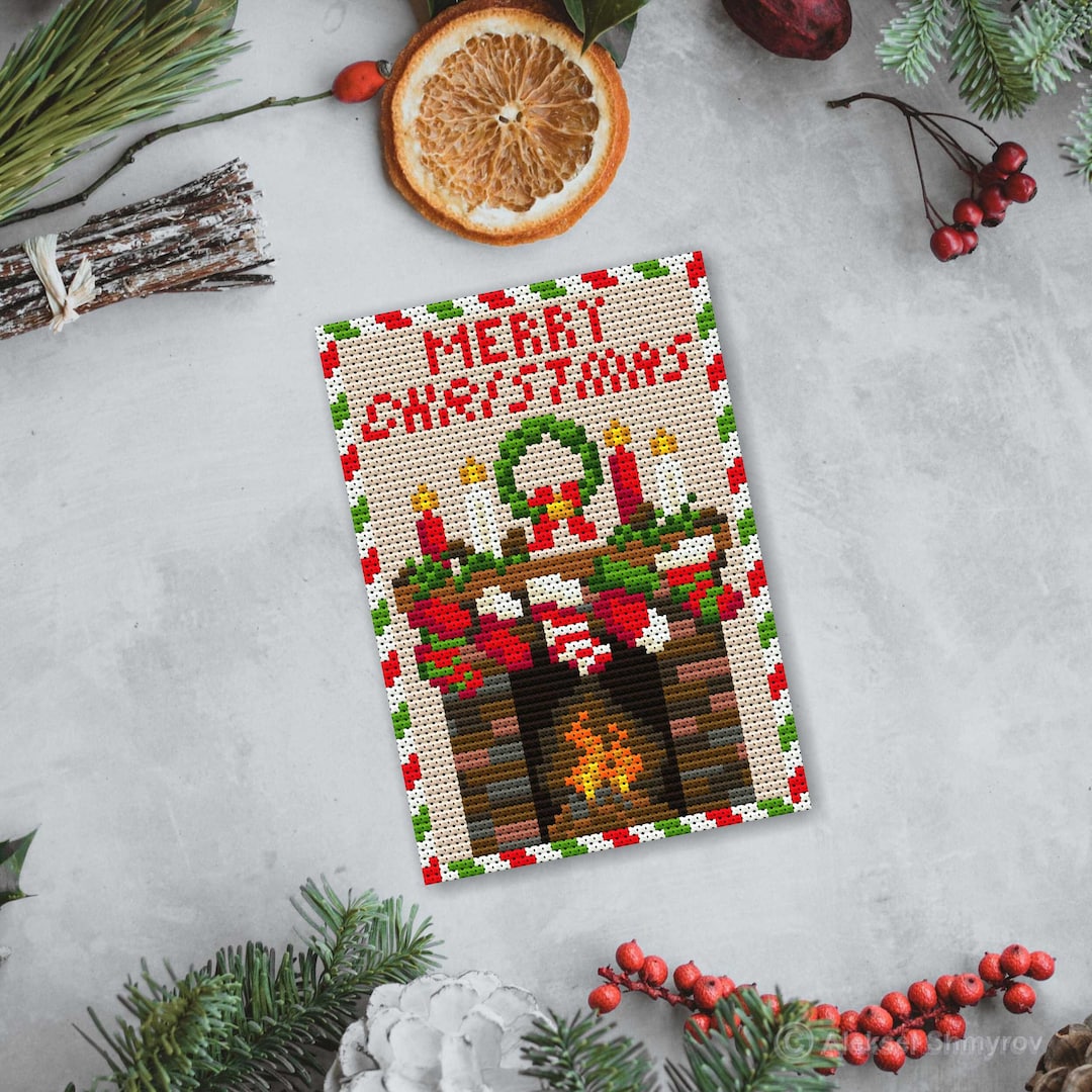 Christmas Card Cross Stitch Pattern, Mini Cross Stitch, Easy Cross