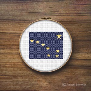Alaska State Flag Cross Stitch Pattern, America Flag, Mini Cross Stitch ...