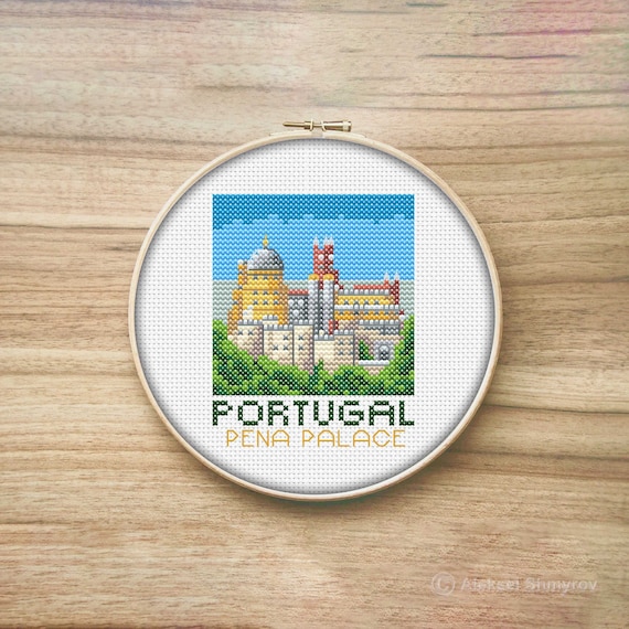 Portugal Travel Cross Stitch Pattern, Pena Palace, Mini Cross Stitch Pattern, Easy Cross Stitch, Travelers Gift, Simple Cross Stitch