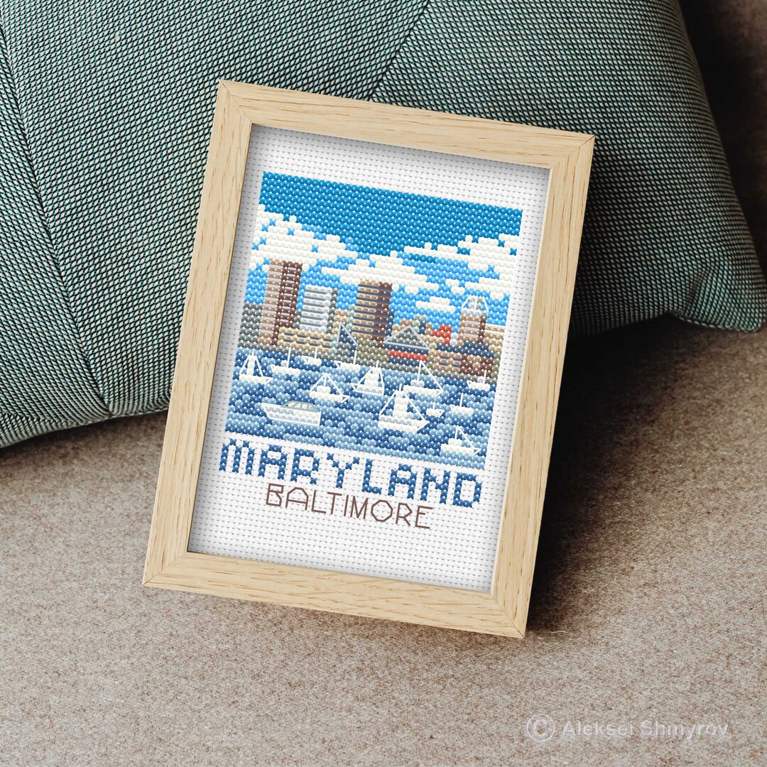 Maryland Baltimore City Cross Stitch Pattern, Mini Cross Stitch Pattern, Easy Cross Stitch