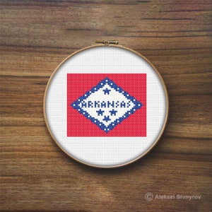 Arkansas State Flag Cross Stitch Pattern, America Flag, Mini Cross Stitch Pattern, Easy Cross Stitch, Embroidery Pattern, Flag Cross Stitch