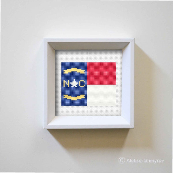 North Carolina State Flag Cross Stitch Pattern, America Flag, Mini Cross Stitch Pattern, Easy Cross Stitch, Flag Embroidery