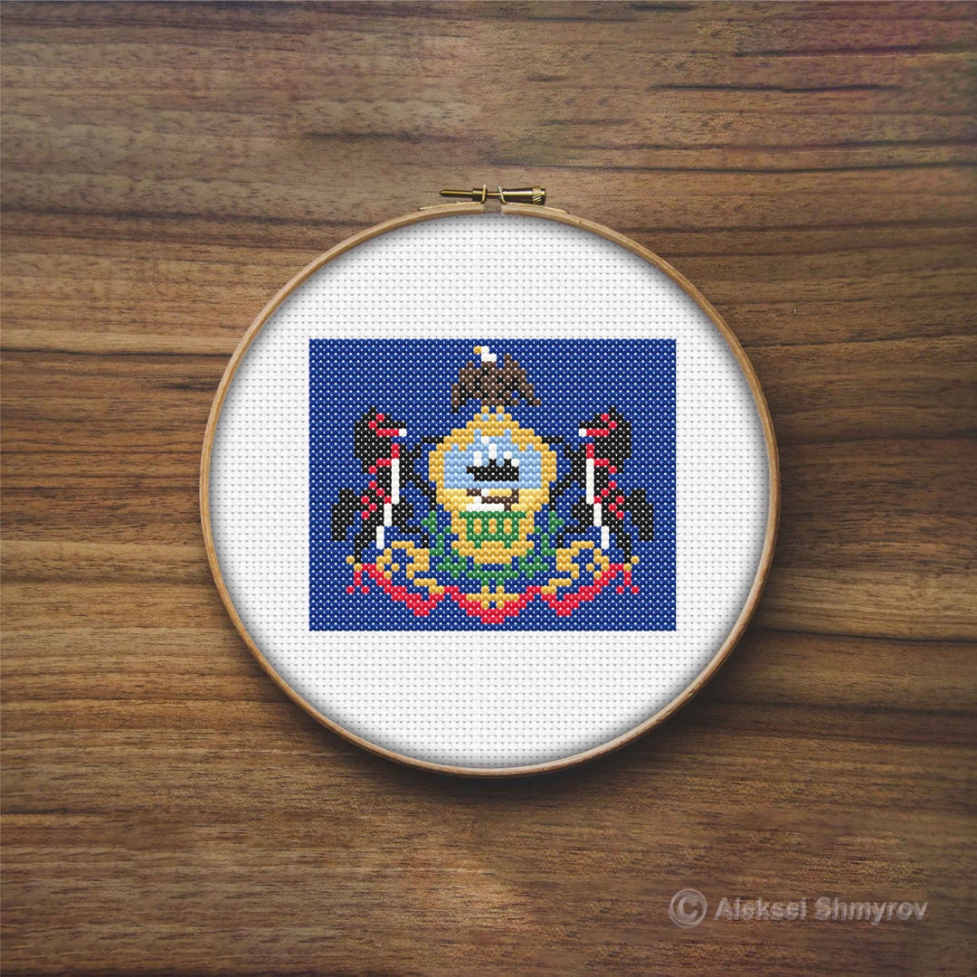 Pennsylvania State Flag Cross Stitch Pattern, America Flag, Mini Cross ...