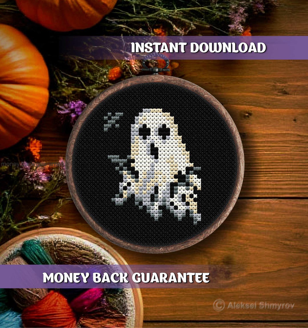 Halloween Ghost Cross Stitch Pattern Download Spooky Cross Stitch ...