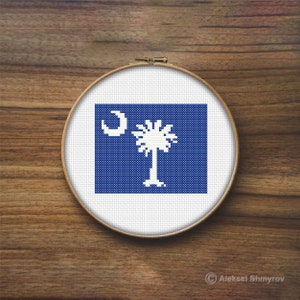 South Carolina State Flag Cross Stitch Pattern, America Flag, Mini Cross Stitch Pattern, Easy Cross Stitch, Flag Embroidery