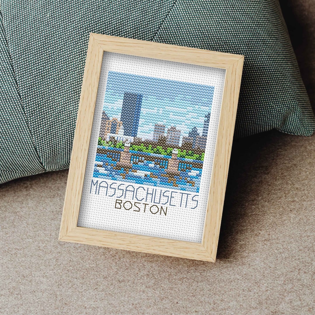 Massachusetts Boston City Cross Stitch Pattern, Mini Cross Stitch