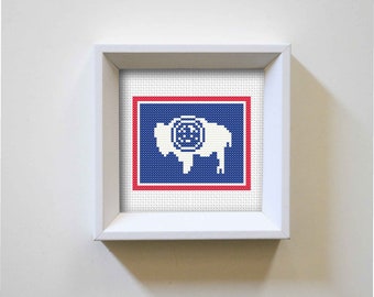Wyoming State Flag Cross Stitch Pattern, America Flag, Mini Cross Stitch Pattern, Easy Cross Stitch, Flag Embroidery