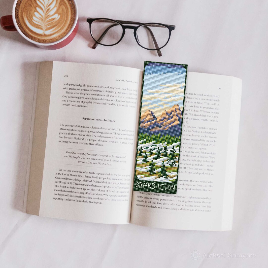 Grand Teton National Park Bookmark Cross Stitch Pattern, Book Worm Gift ...