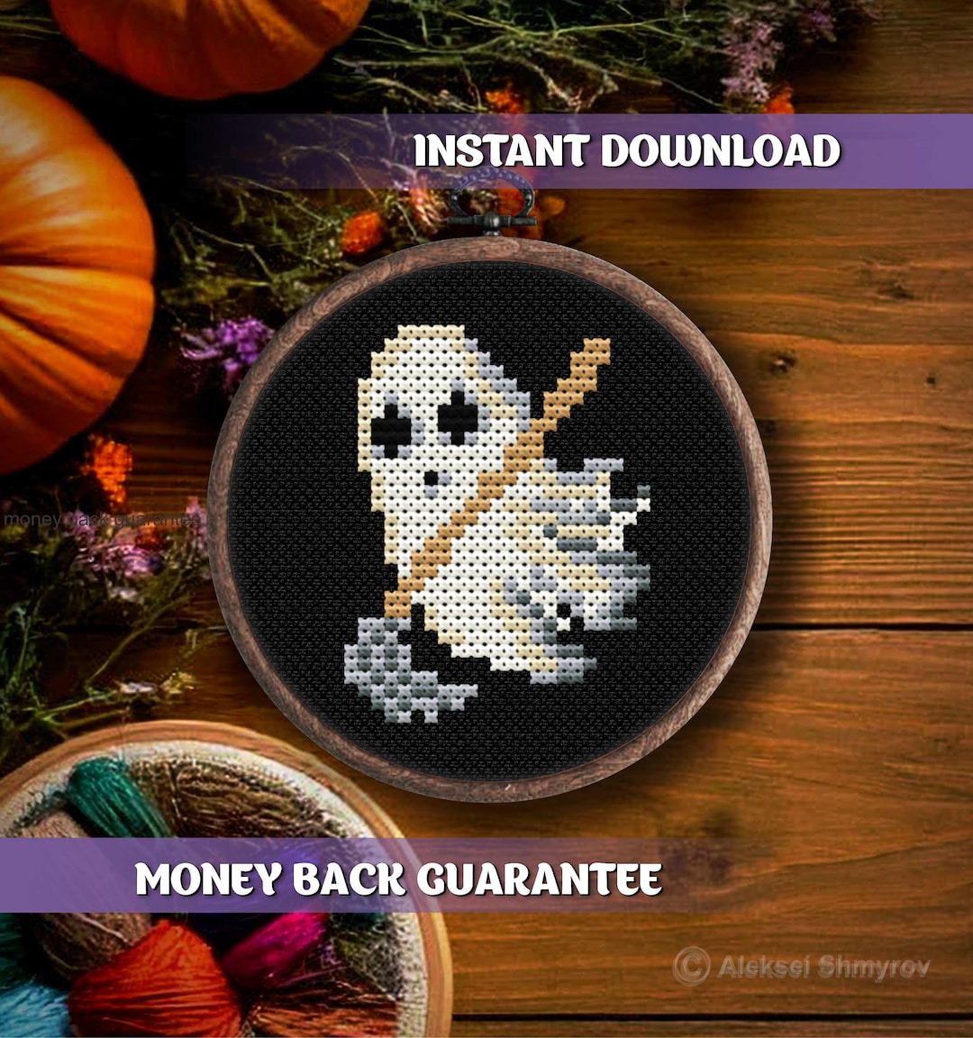 Halloween Ghost Cross Stitch Pattern Download Spooky Cross Stitch ...