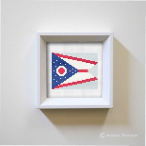 Ohio State Flag Cross Stitch Pattern, America Flag, Mini Cross Stitch Pattern, Easy Cross Stitch, Flag Embroidery