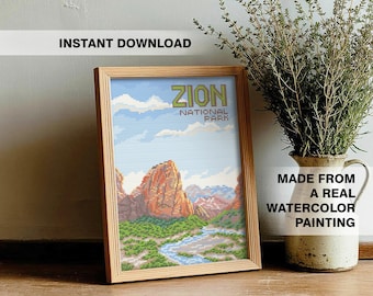 Zion National Park Cross Stitch Pattern: Instant Download (PDF Pattern 8x10in Design)