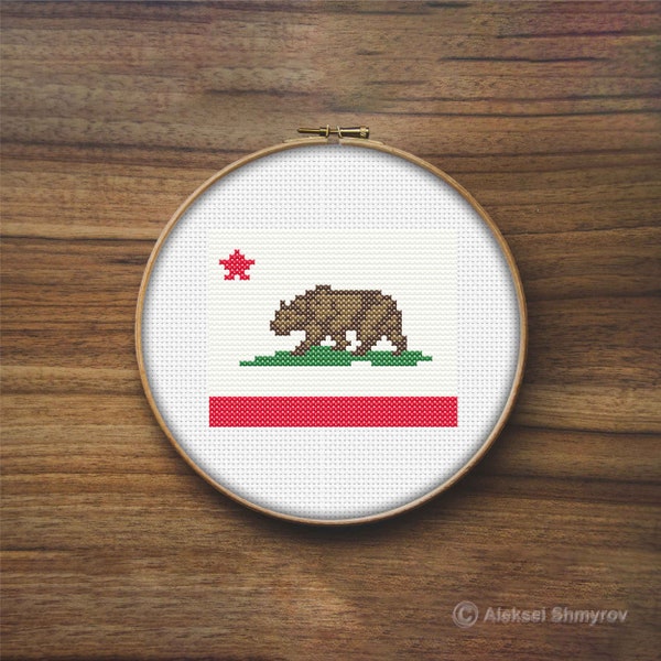 California State Flag Cross Stitch Pattern, America Flag, Mini Cross Stitch Pattern, Easy Cross Stitch, Embroidery Pattern, Flag Embroidery