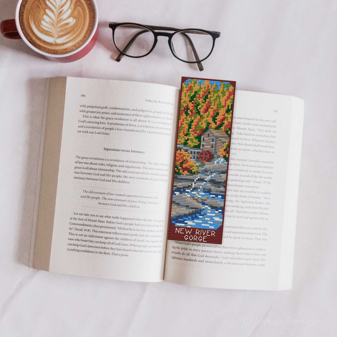 New River Gorge National Park Bookmark Cross Stitch Pattern, Book Worm ...