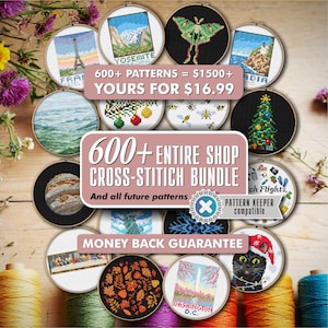 Entire Shop Cross Stitch Pattern Bundle, 600+ Mini Designs Instant Downloadable, Easy Beginner Mini Cross Stitch Patterns Bookmarks- Instant
