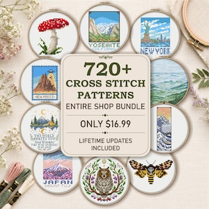 Komplettes Shop-Kreuzstichmuster-Paket, über 720 Mini-Designs zum sofortigen Download, einfache Mini-Kreuzstichmuster für Anfänger, Lesezeichen – sofort verfügbar