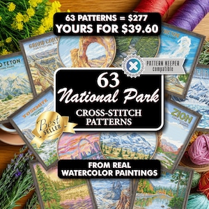 63 National Parks Cross Stitch Patterns Bundle - Travel Cross Stitch Sampler - Nature Cross Stitch Modern Cross Stitch US Embroidery Pattern