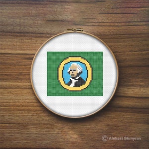 Washington State Flag Cross Stitch Pattern, America Flag, Mini Cross Stitch Pattern, Easy Cross Stitch, Flag Embroidery