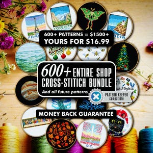 Whole Shop Mini Cross Stitch Patterns Bundle - 600+ PDF Designs, Instant Download Embroidery Pack