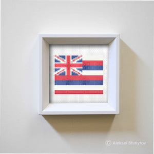 Hawaii State Flag Cross Stitch Pattern, America Flag, Mini Cross Stitch Pattern, Easy Cross Stitch, Embroidery Pattern, Flag Embroidery