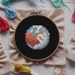 Mini Pluto Cross Stitch Pattern, Solar System Cross Stitch, Easy Cross Stitch, Astronomical Embroidery, Simple Cross Stitch, Space pattern